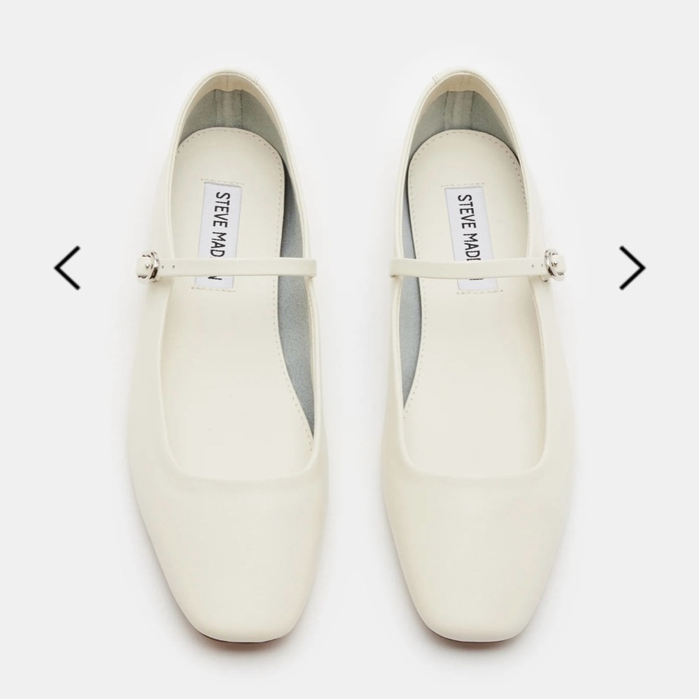 NWT Steve Madden Ivory Leather Ballet Flats, Size 8, Originally $79
